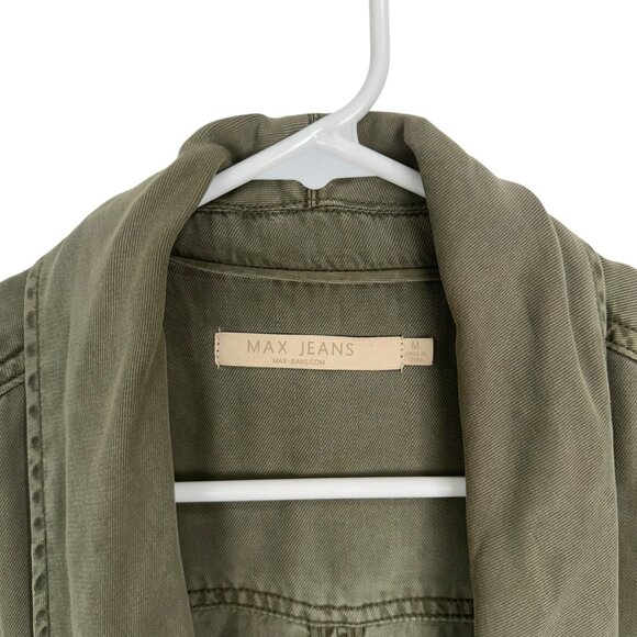 Max Jeans Olive Green Sleeveless Vest Waterfall Collar Adjustable Waist Womens M - Picture 2 of 12